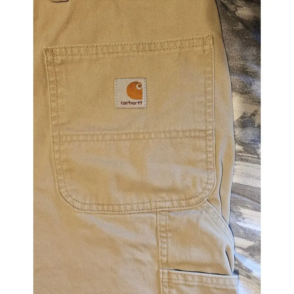CARHARTT 100245-285 Tan CARPENTER Cargo SHORTS Khaki Men's 50 Relaxed Fit Cotton
